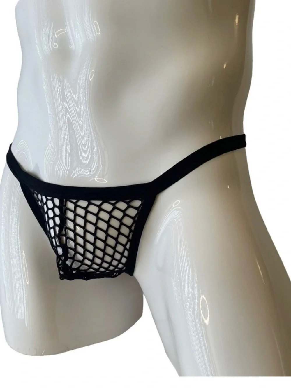 Mens Thong G-String Mesh See Through Black Underwear Medium Sexy Gogo Exposed
